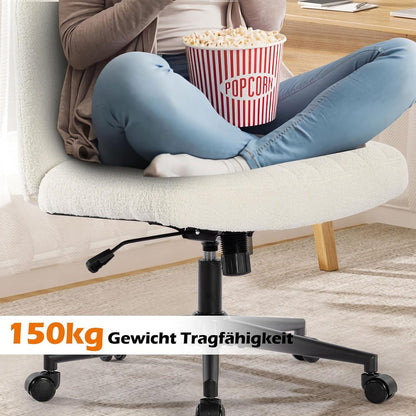 Bürostuhl Ohne Armlehnen Höhenverstellbar Schreibtischstuhl mit Rollen 150KG Stoff Kissen