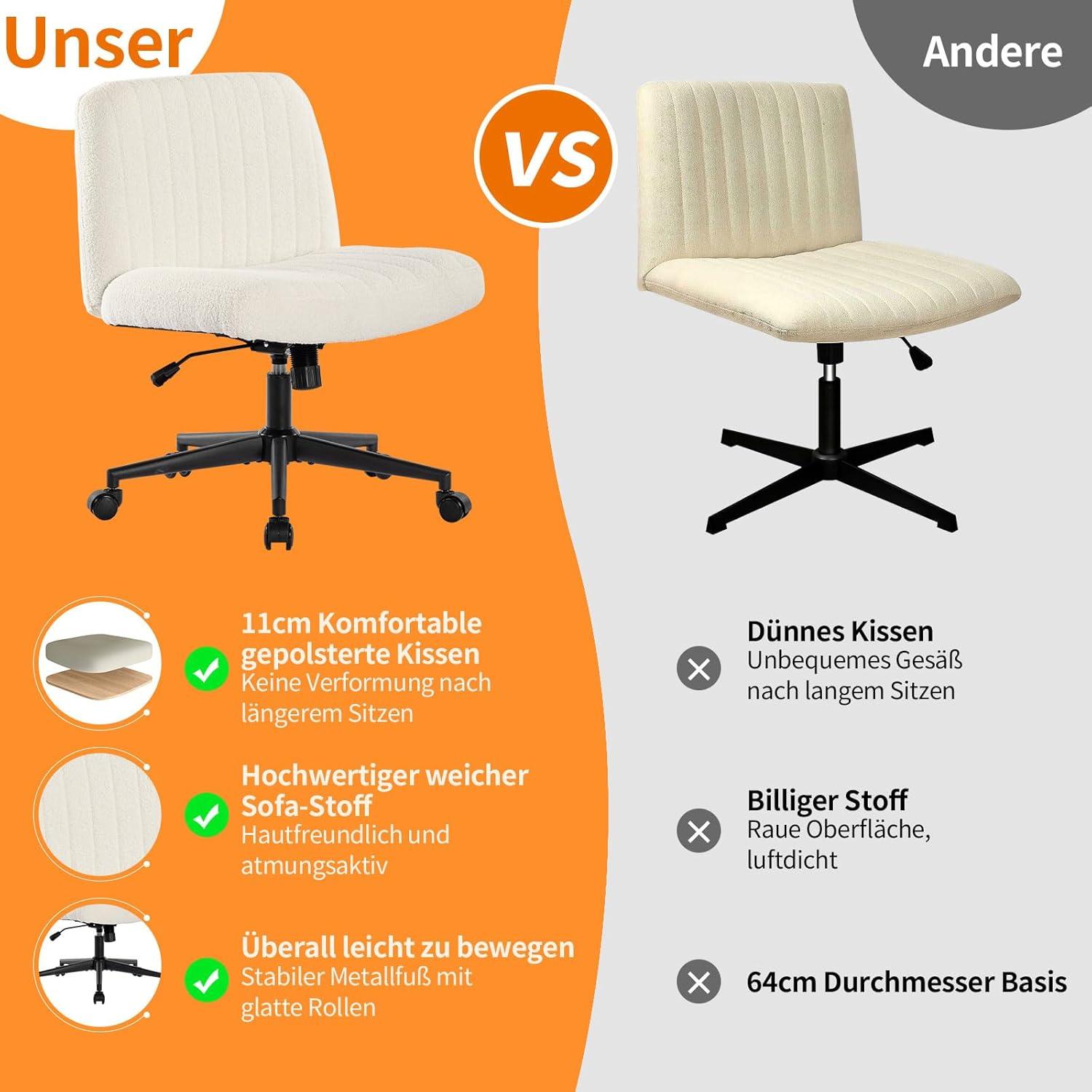 Bürostuhl Ohne Armlehnen Höhenverstellbar Schreibtischstuhl Rollen