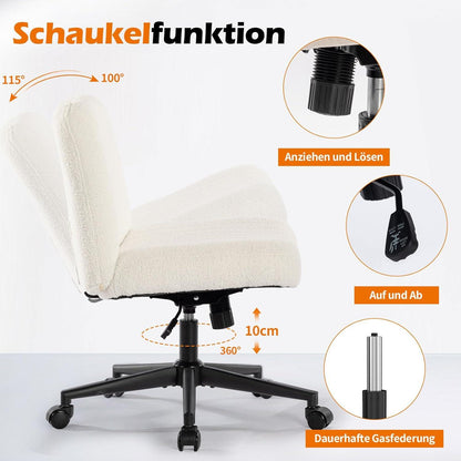 Bürostuhl Armless Schreibtischstuhl Höhenverstellbar Rollen 150KG