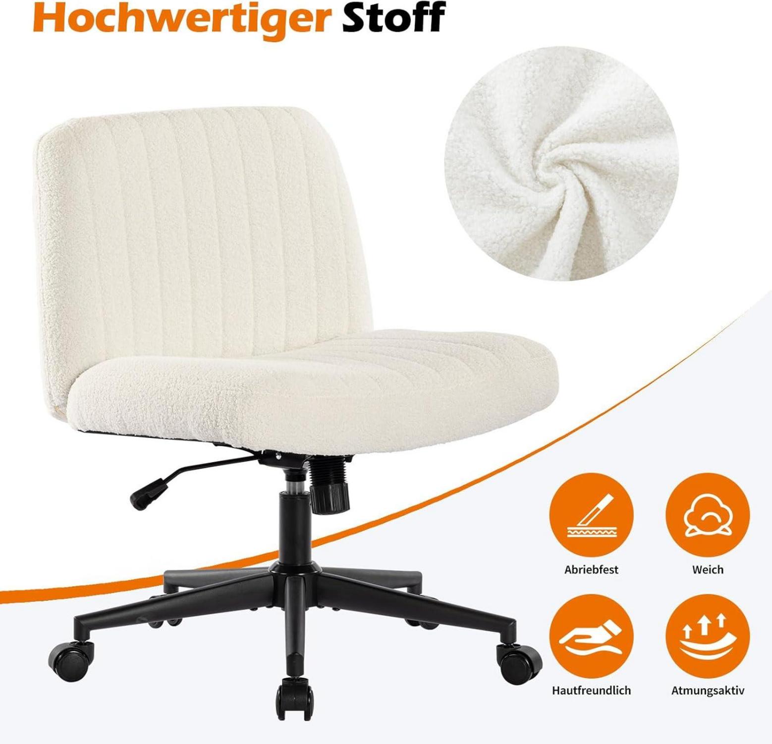 Bürostuhl Ohne Armlehnen Höhenverstellbar Schreibtischstuhl mit Rollen 150KG Stoff Kissen
