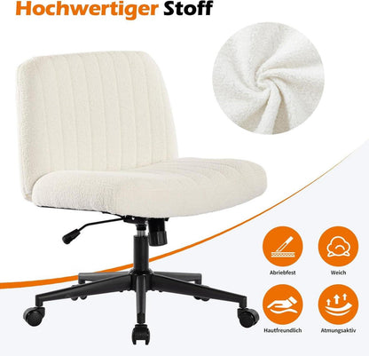 Bürostuhl Ohne Armlehnen Höhenverstellbar Schreibtischstuhl mit Rollen 150KG Stoff Kissen
