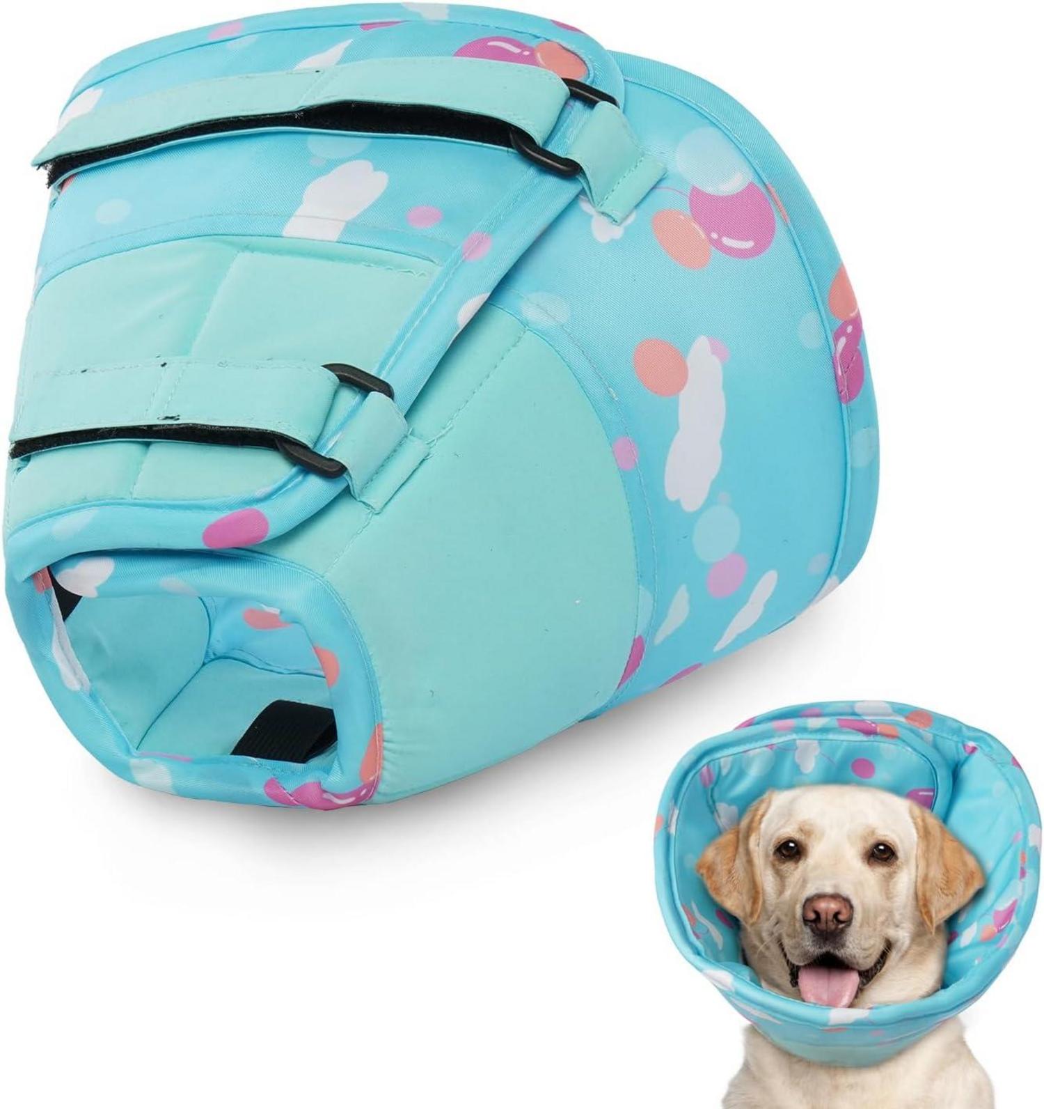 Leckschutz Hund Halskrause Weich Verstellbarer Schutzkragen Blau M