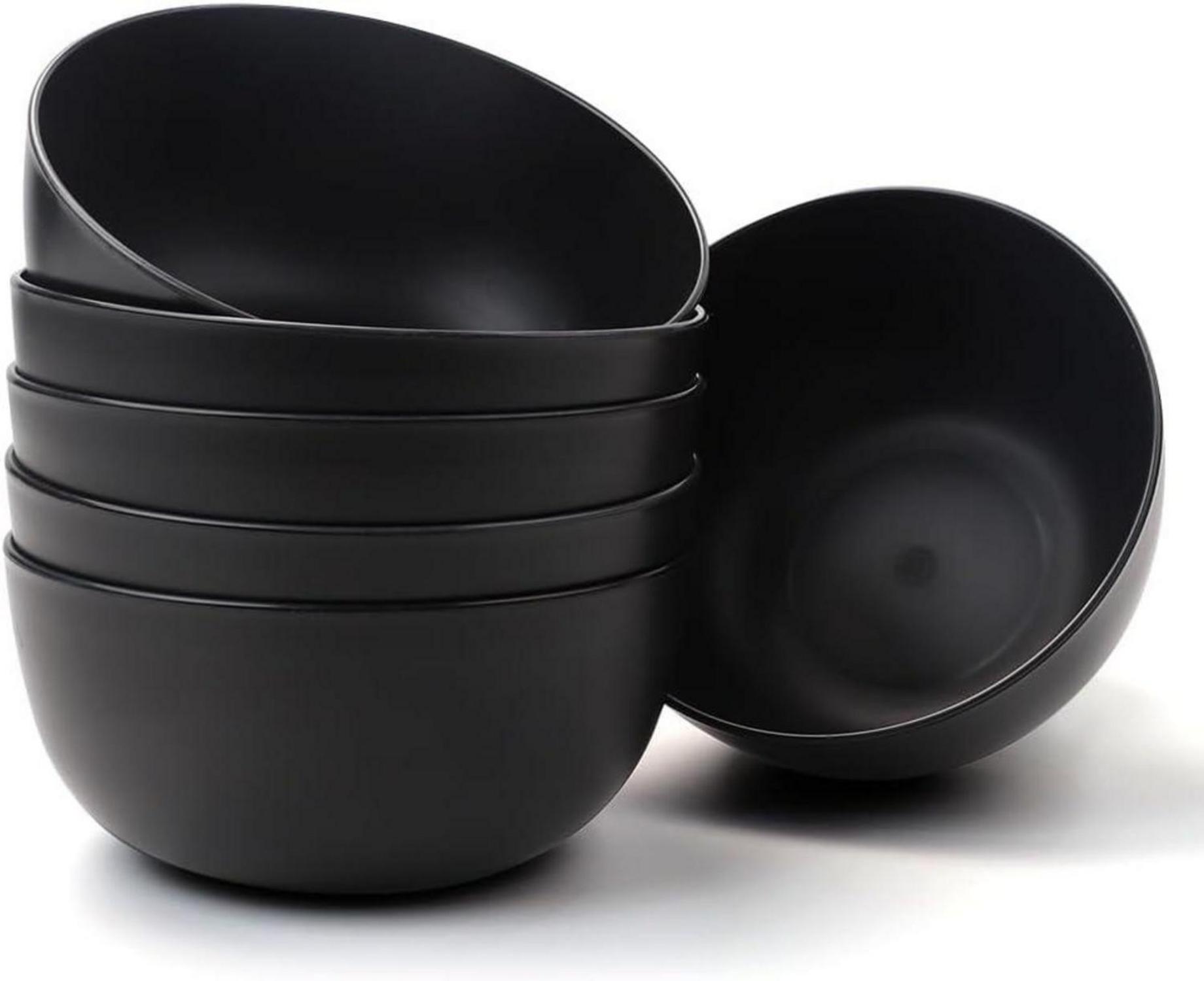6er Set Müslischalen 1400ML Kunststoff Bruchfest Schwarz