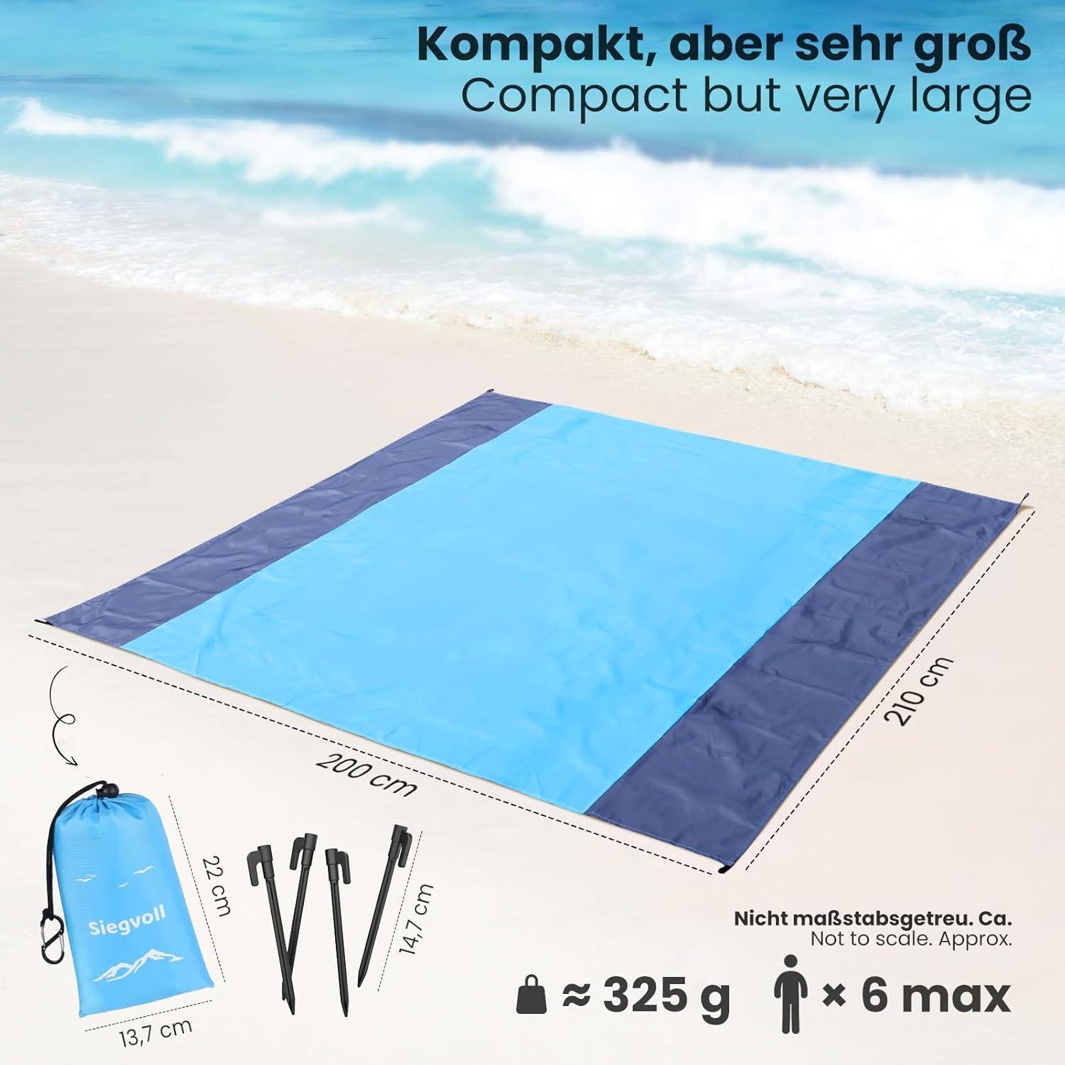 Stranddecke 210x200 cm sandfrei wasserabweisend