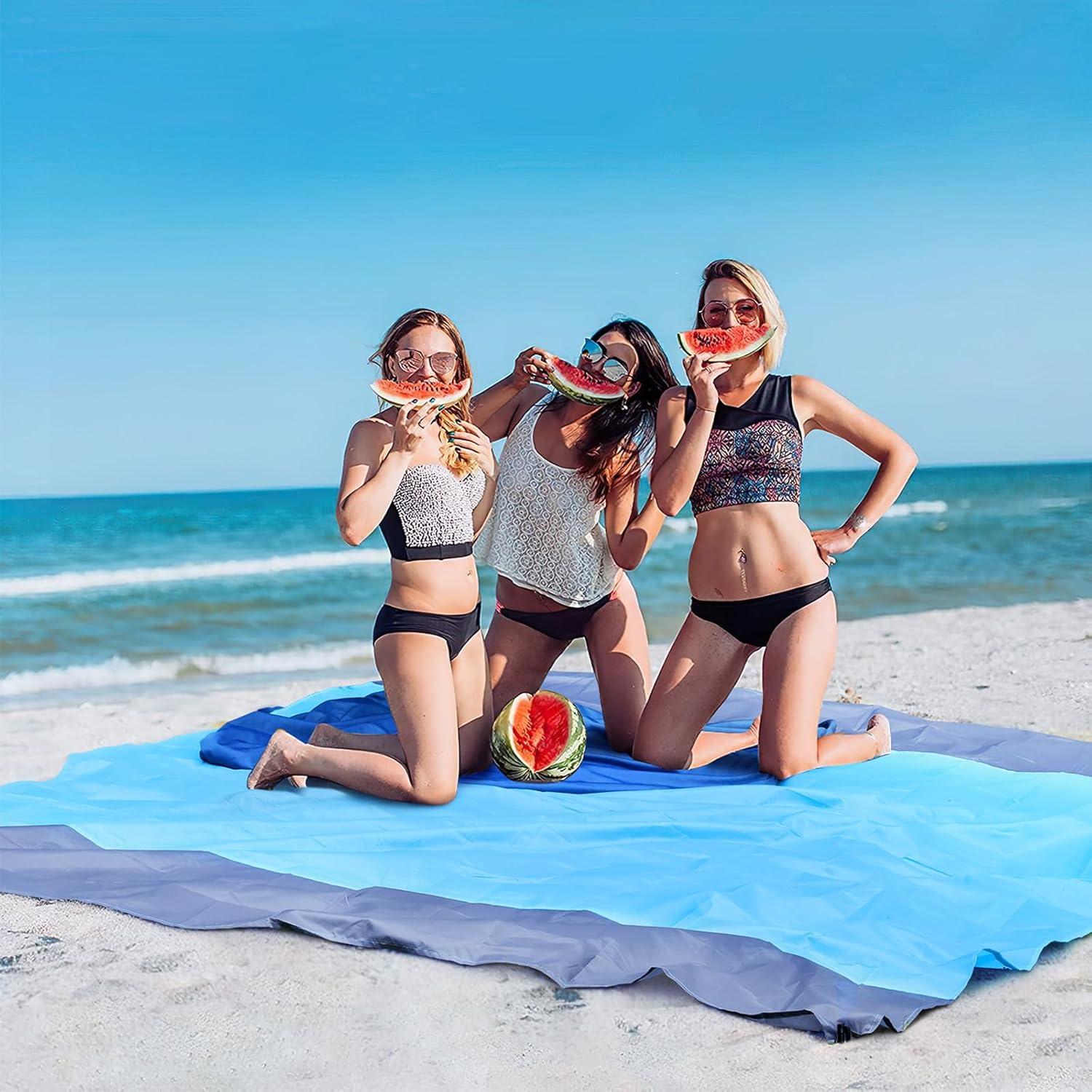 Stranddecke sandfrei 210x200cm wasserabweisend Ultraleicht Strandmatte
