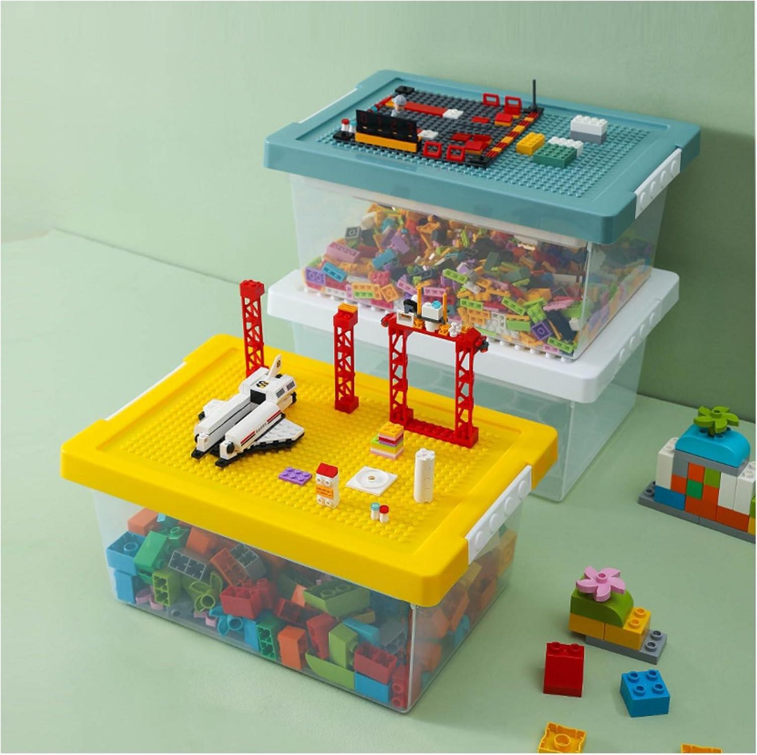 Aufbewahrungsbox für Spielzeug mit Deckel und Baumusterplatte