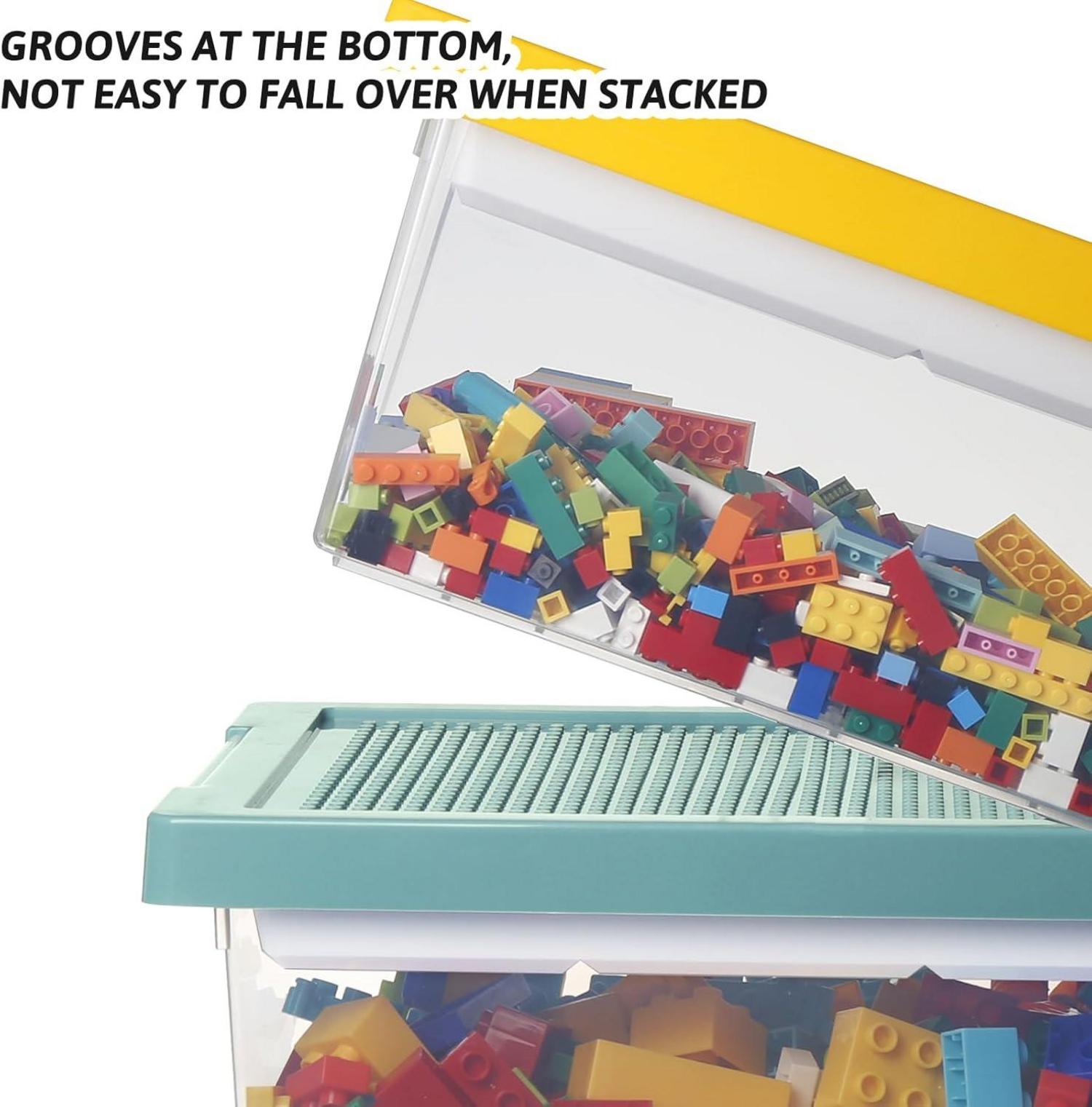 Kinder Spielzeug Aufbewahrungsbox Set Weiß Gelb Grün Bauplatte & Deckel