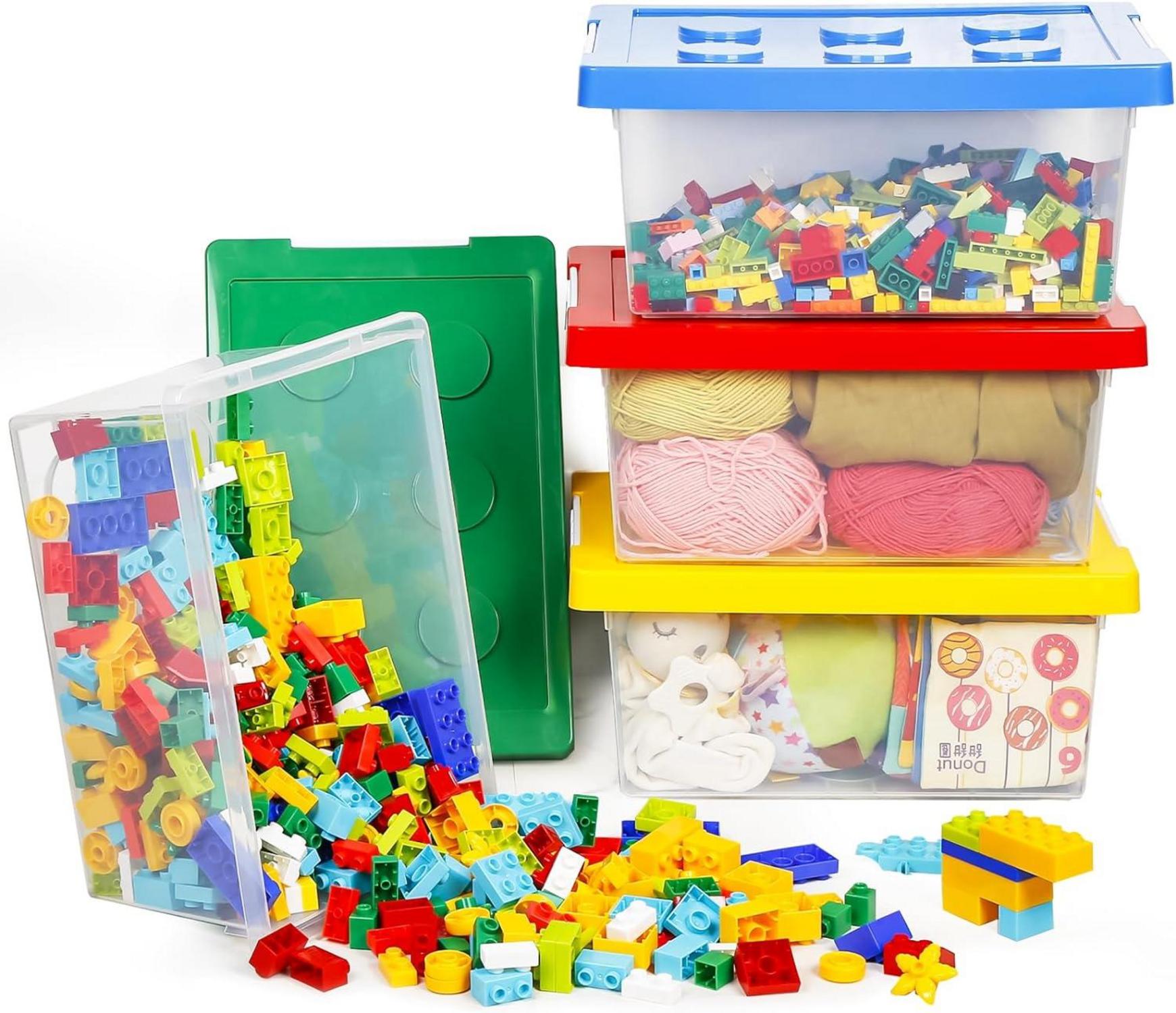 Aufbewahrungsbox für Spielzeug - 4er Set Stapelbarer Kunststoffboxen
