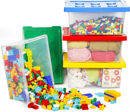Aufbewahrungsbox für Spielzeug - 4er Set Stapelbarer Kunststoffboxen