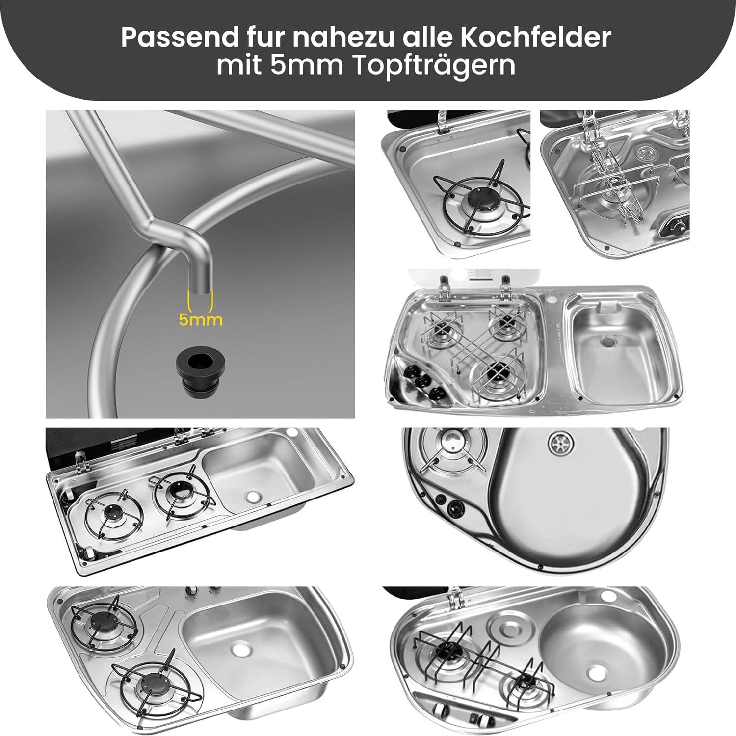 8er Set Silikongummis für Topfstützen mit 5mm Stäben - Hitzebeständige