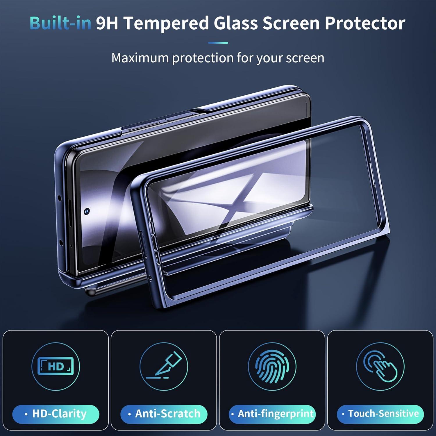 WSKEN Samsung Galaxy Z Fold 5 Hülle mit S Pen Halter & Displayschutzfolie