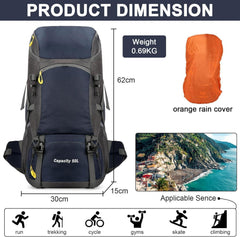 Wanderrucksack 50L Trekkingrucksack Regenhülle Wasserdicht