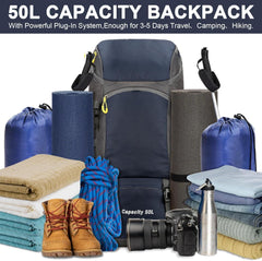 Wanderrucksack 50L Trekkingrucksack Regenhülle Wasserdichter