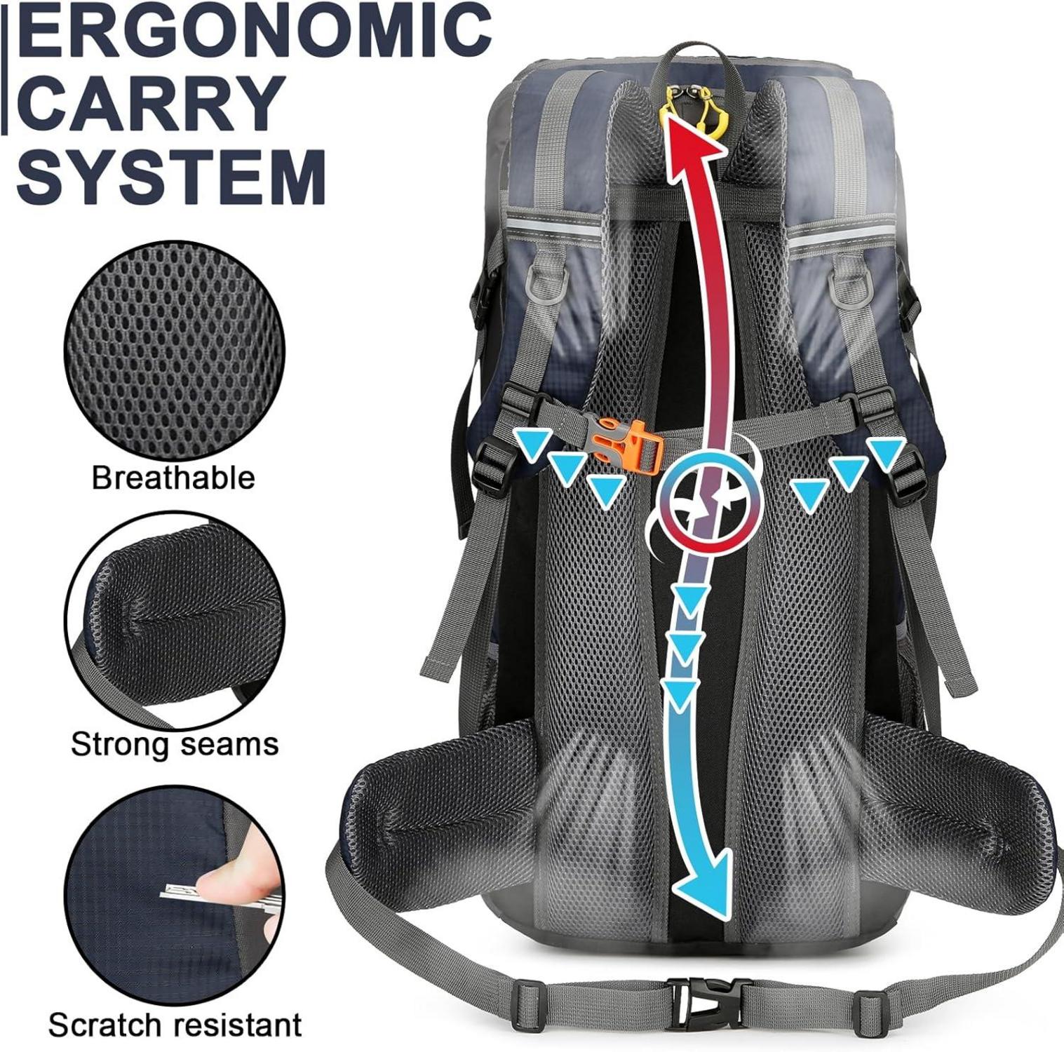 Wanderrucksack 50L Trekkingrucksack Regenhülle wasserdicht