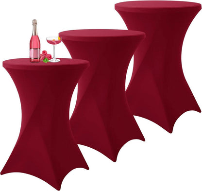 Stretch Stehtisch Husse 3er-Set Burgunder Rot Ø80-85 cm Spandex