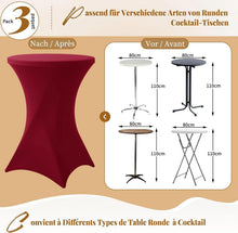 3er-Set Stretch Stehtisch Husse Burgunder Rot Ø80-85 cm