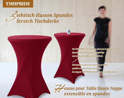 Stretch Stehtisch Husse 3er-Set Burgunder Rot Ø80-85cm Spandex