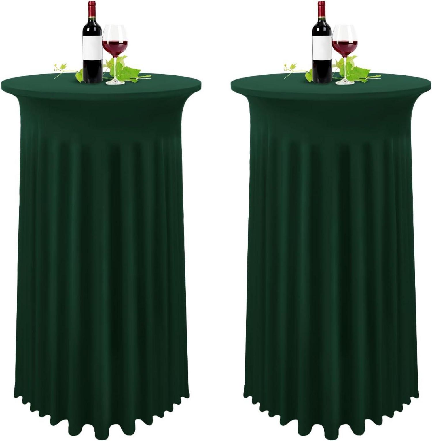 2er-Set Stretch Stehtisch Husse Dunkelgrün Ø 80-85 cm Spandex