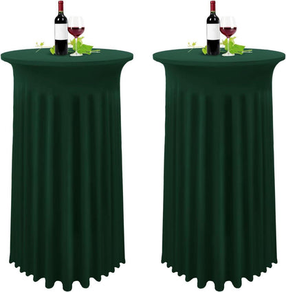 2er-Set Stretch Stehtisch Husse Dunkelgrün Ø 80-85 cm Spandex
