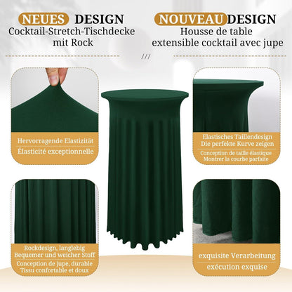 2er-Set Stretch Stehtisch Husse Dunkelgrün Ø 80-85 cm Spandex