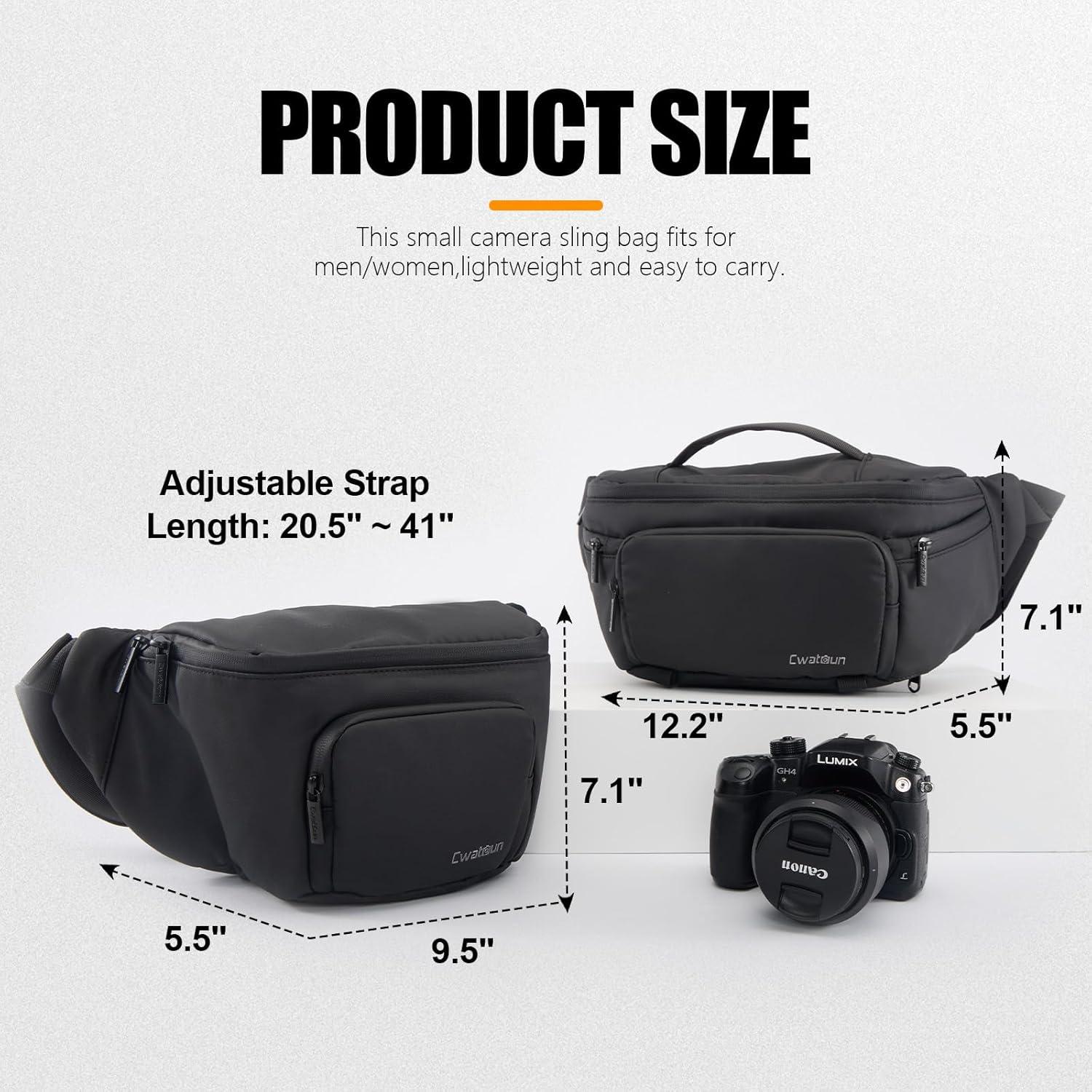 Cwatcun DSLR Kameratasche, SLR Fototasche, Umhängetasche für Fotografen, Schwarz