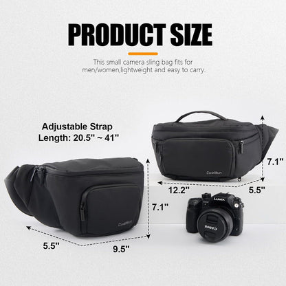 Cwatcun DSLR Kameratasche, SLR Fototasche, Umhängetasche für Fotografen, Schwarz