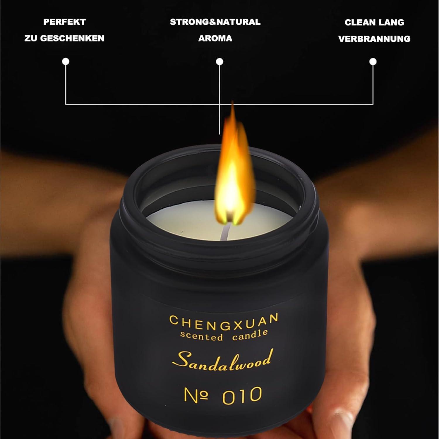 Duftkerze im Glas Sandelholz Aromatherapie Valentinstag Geschenk Herren