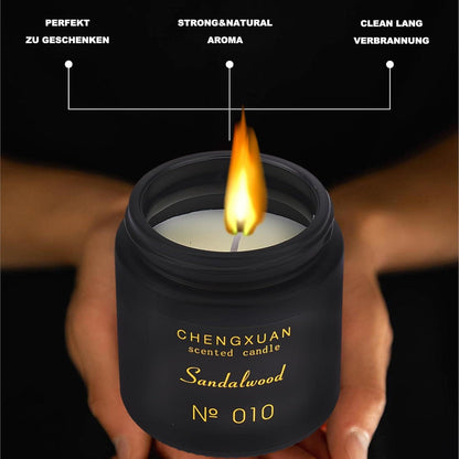 Duftkerze im Glas Sandelholz Aromatherapie Valentinstag Geschenk Herren