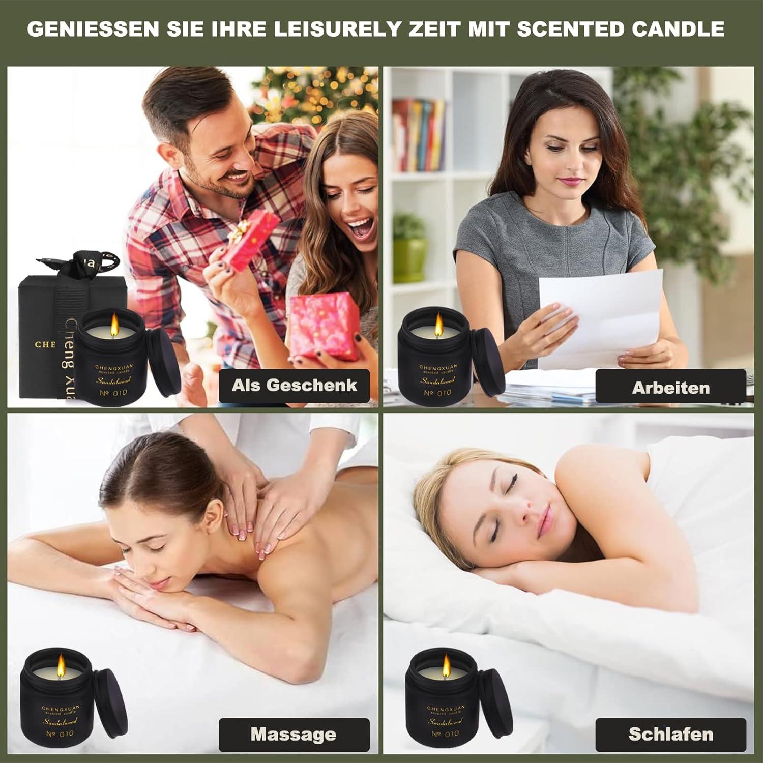 Duftkerze im Glas Sandelholz Aromatherapie Valentinstag Geschenk Herren