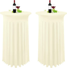 2er-Set Stretch Tischhusse Elfenbein Ø 80-85 cm für Hochzeit & Bankett