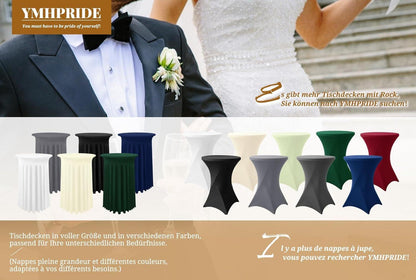 2er-Set Stretch Stehtisch Husse Elfenbein Ø 80-85 cm für Hochzeit Bankett
