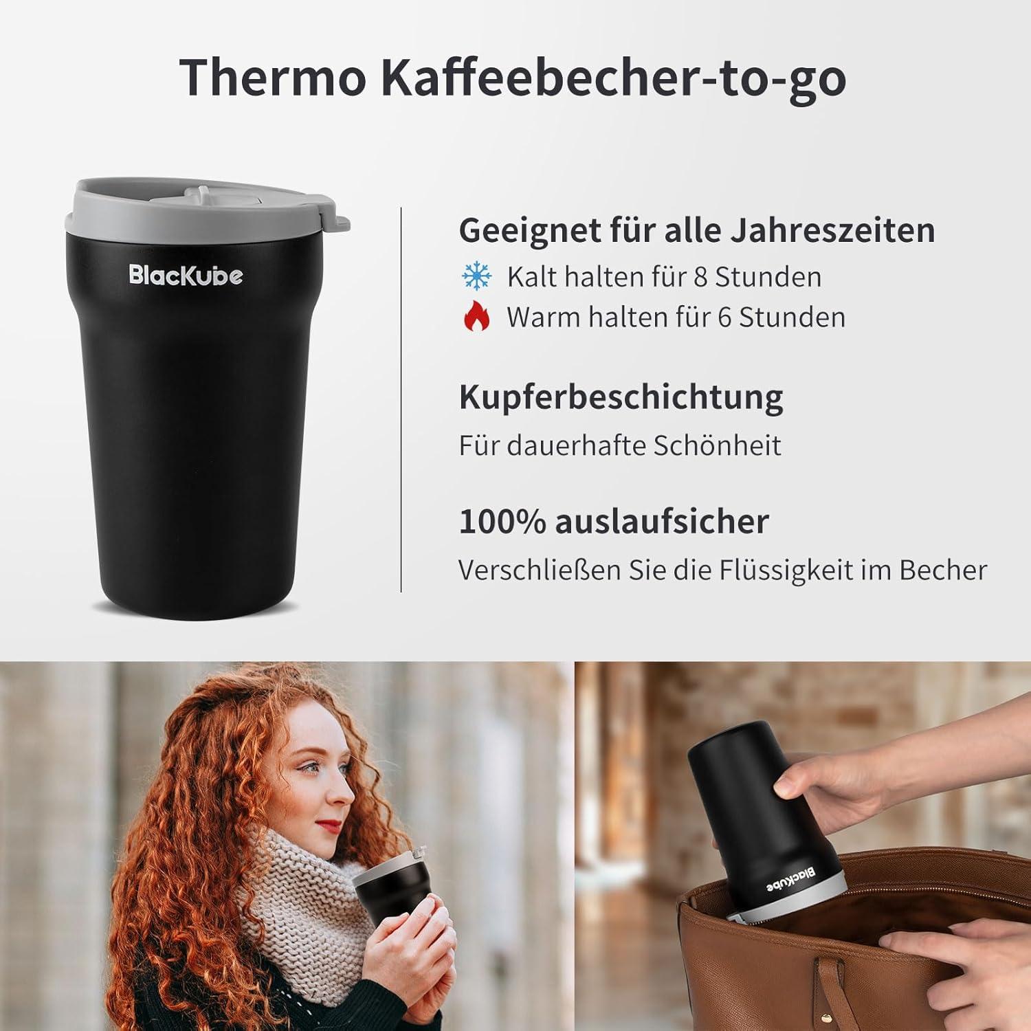 Isolierter Thermo Kaffeebecher-to-go 380ml aus Edelstahl