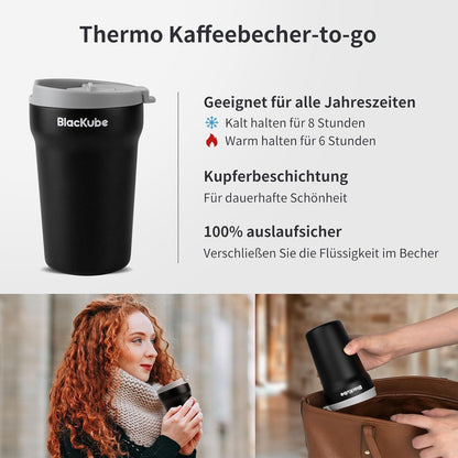 Isolierter Thermo Kaffeebecher-to-go 380ml aus Edelstahl