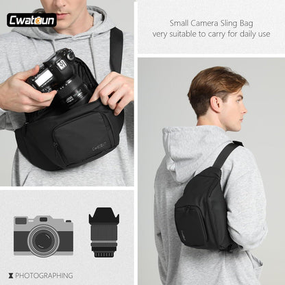 Cwatcun DSLR Kameratasche Umhängetasche Fotografen Schwarz