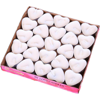 Teelichter Herzform 50 Stück 2 Stunden Brenndauer Weiß