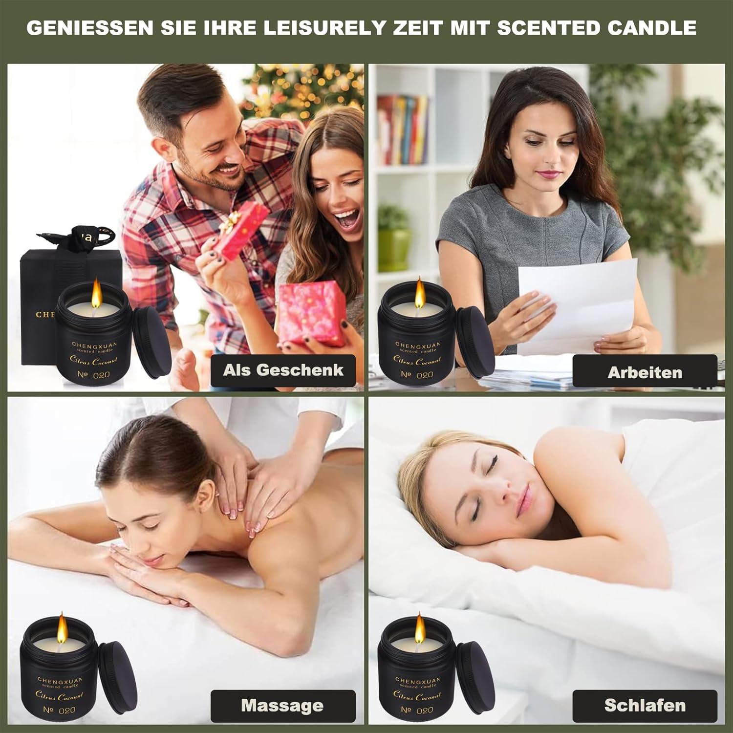 Duftkerze im Glas Schwarze Zitrus Kokosnuss Aromatherapie Sojawachs