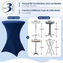 3er-Set Stretch Stehtisch Husse Bistrotisch Dunkelblau