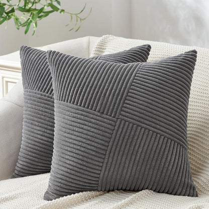 Kissenbezüge Kordsamt Patchwork Windmühle 45x45 2er Set Euro Design