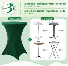 3er-Set Stretch Stehtisch Husse Dunkelgrün Ø80-85cm Spandex