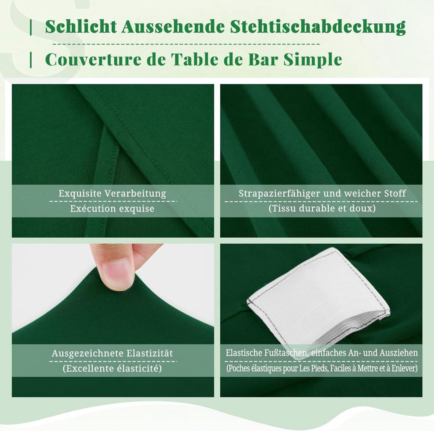 3er-Set Stretch Stehtisch Husse Dunkelgrün Ø80-85 cm Spandex