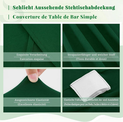 3er-Set Stretch Stehtisch Husse Dunkelgrün Ø80-85 cm Spandex