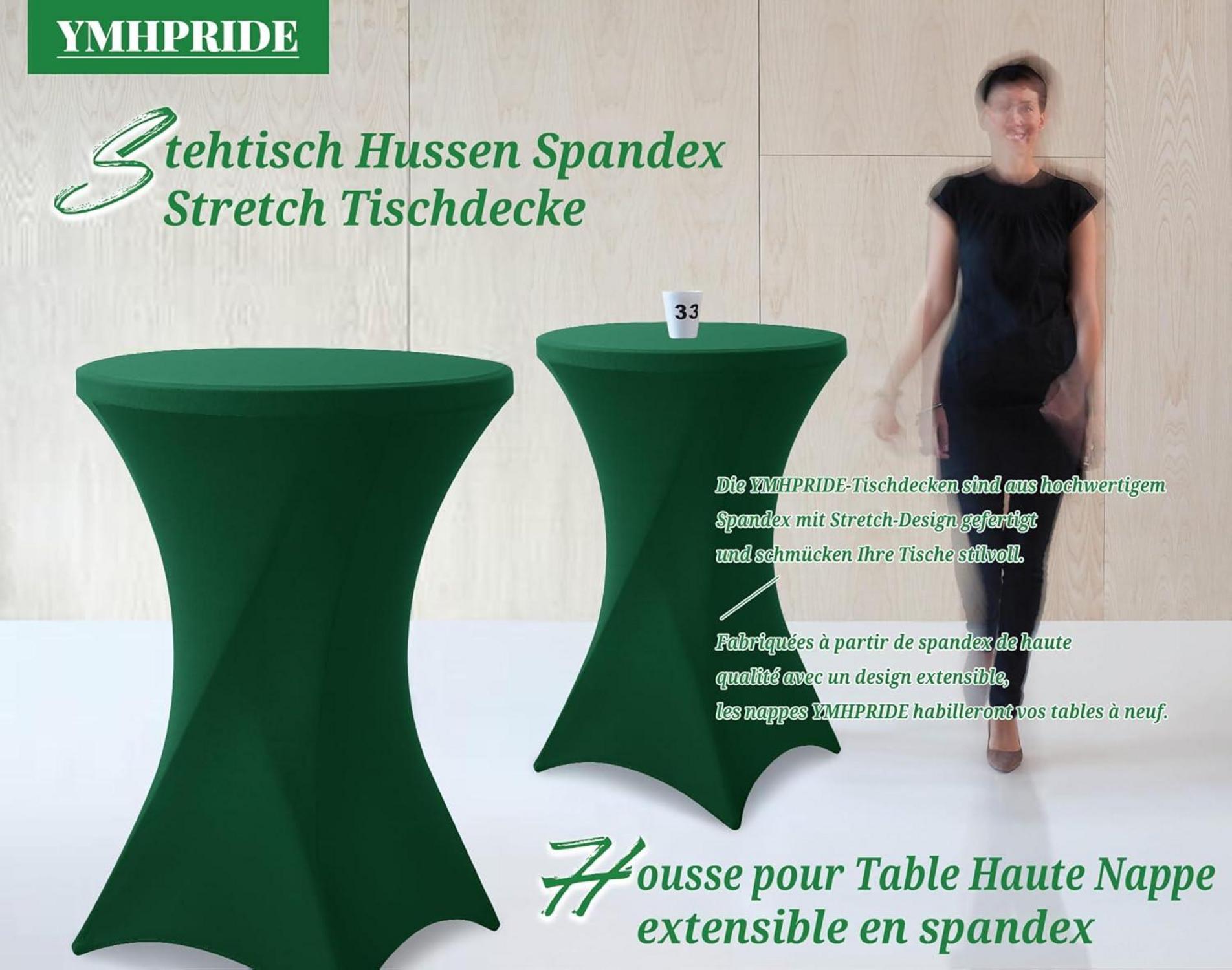 3er-Set Dunkelgrüne Stretch Stehtischhussen Ø80-85 cm - Hochzeit