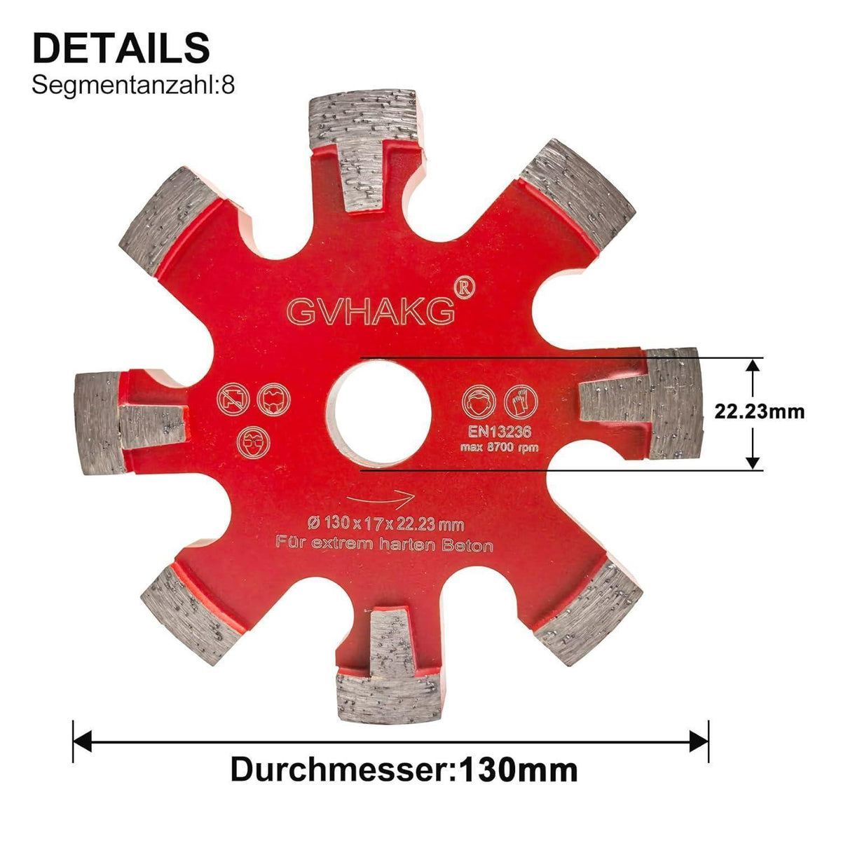 Diamant Frässcheibe 130mm für Fußbodenheizung, 17mm Nutbreite