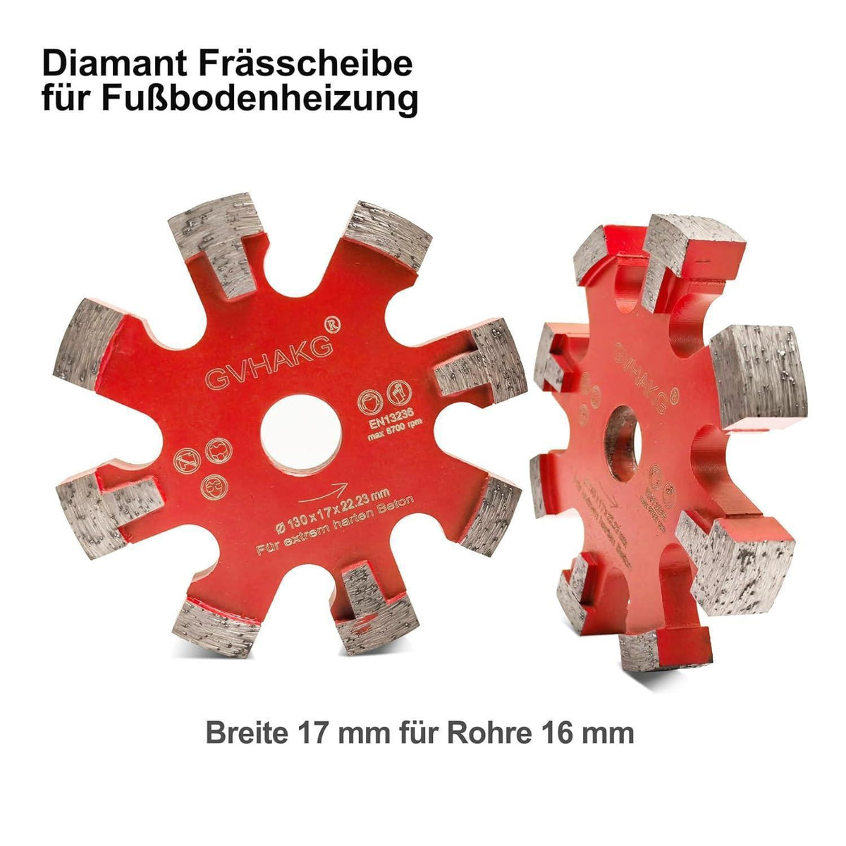 Diamant Frässcheibe 130mm für Fußbodenheizung, 17mm Nutbreite