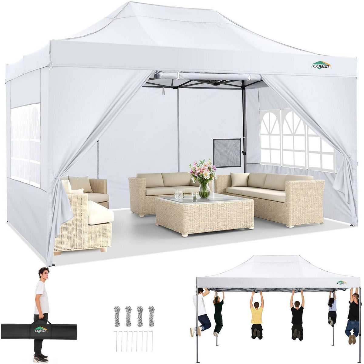 Faltpavillon 3x4.5 Wasserdicht mit Seitenteilen – Gartenpavillon