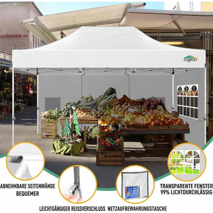 Faltpavillon 3x4.5 Wasserdicht mit Seitenteilen – Gartenpavillon
