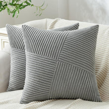 Kissenbezug 40x40 Grau Kordsamt Windmühle Patchwork Zierkissen Sofa