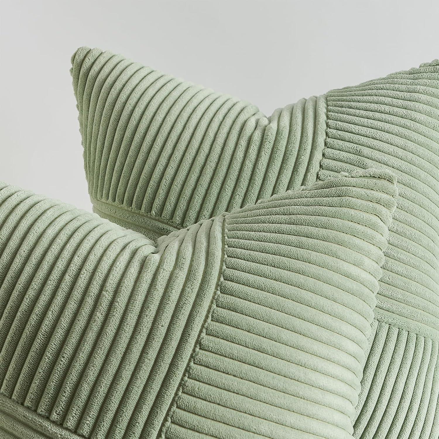 Kissenbezug 40x40 Grün Kordsamt Windmühle Patchwork 2er Set Sofa Schlafzimmer