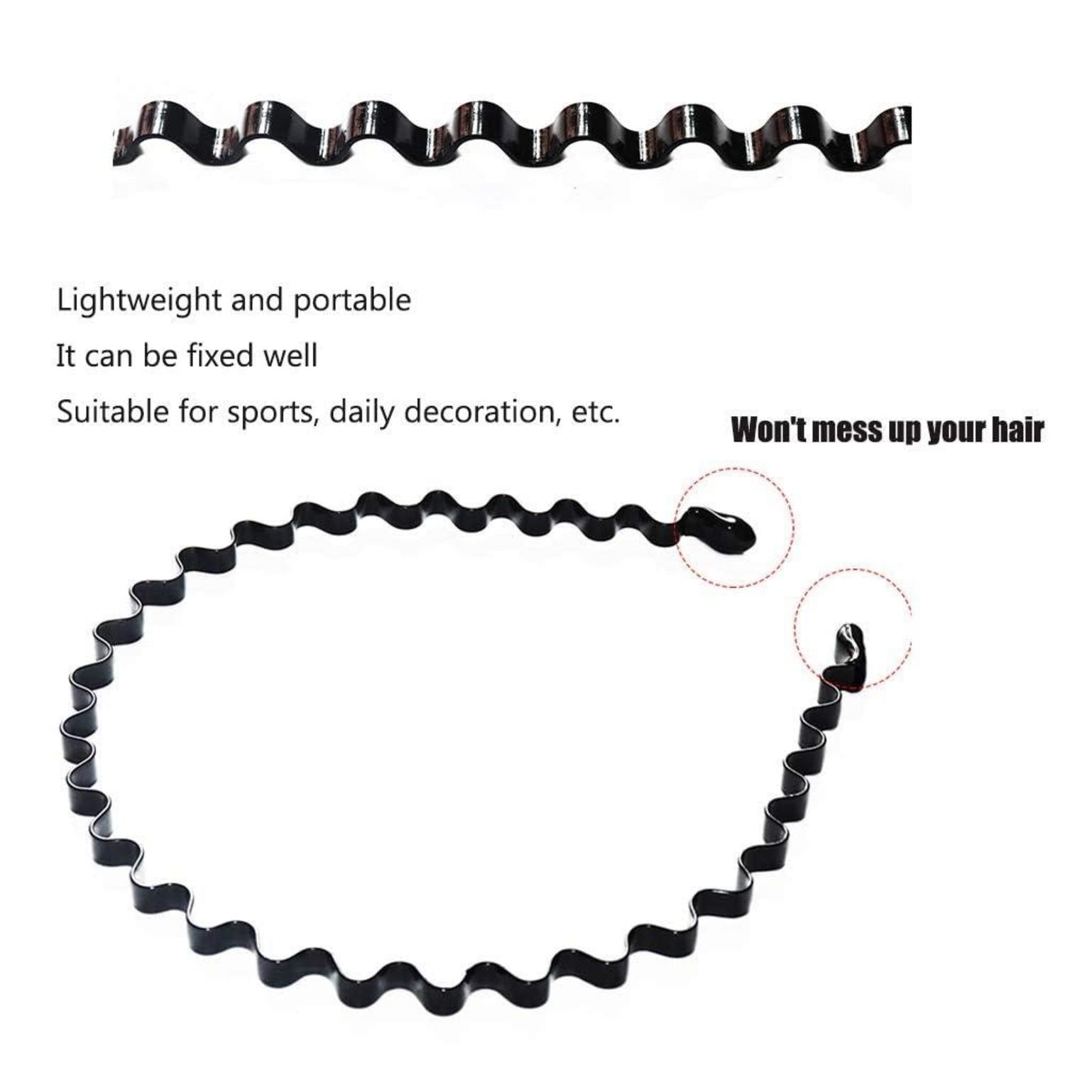 Metall Haarreif, 5er Set Schwarz Welle Headband mit Elastischen