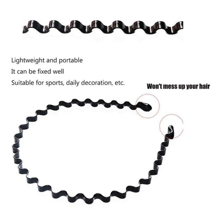 Metall Haarreif, 5er Set Schwarz Welle Headband mit Elastischen